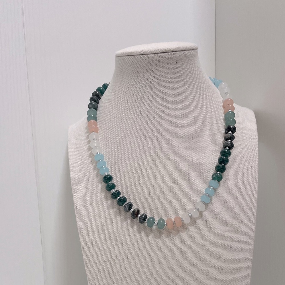 Anthropologie Inspired Glass Stone Bead Multicolor Adjustable Beaded Necklace